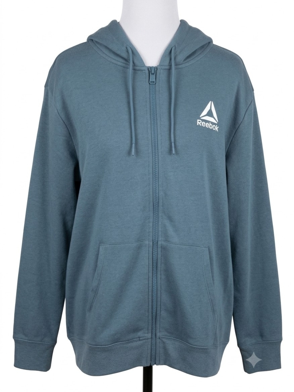 Reebok Men's XL Blue Full Zip Hoodie Fleece Sweatshirt Classic Logo